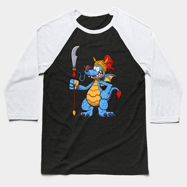 Chinese Dragon Warrior Baseball T-Shirt by TheMaskedTooner